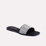 Womens Black Flat Fancy Slippers 0412862