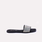 Womens Black Flat Fancy Slippers 0412862