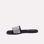 Womens Black Flat Fancy Slippers 0412862