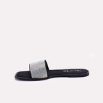 Womens Black Flat Fancy Slippers 0412862