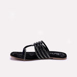 Womens Black Flat Fancy Slippers 0413175