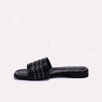 Womens Black Flat Fancy Slippers 0413186