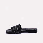 Womens Black Flat Fancy Slippers 0413186