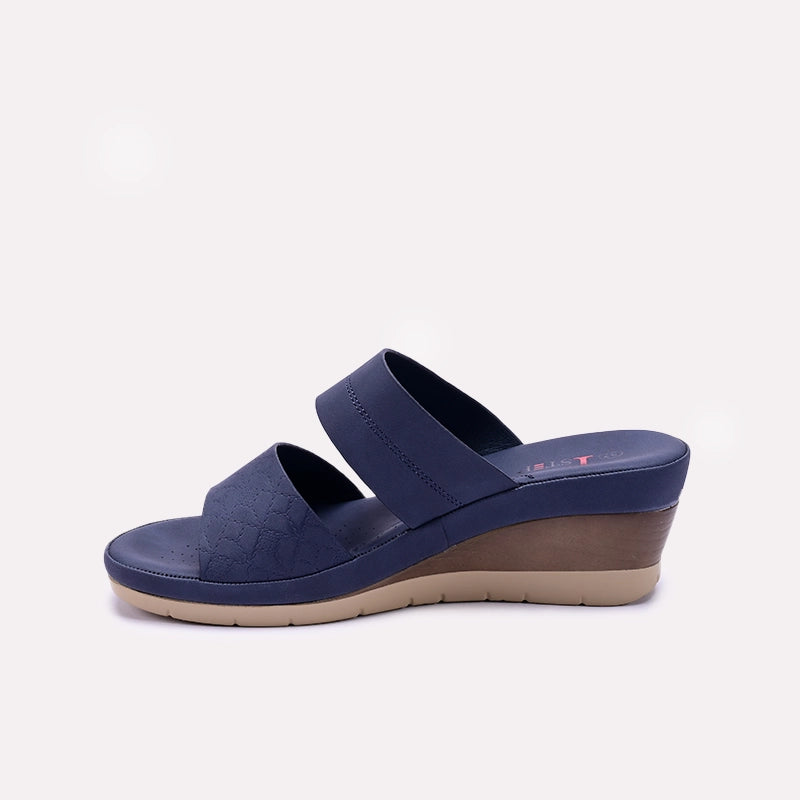 Womens Blue Casual Wedge Slippers 0413307