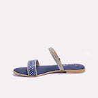 Womens Blue Fancy Flat Slippers 0411450