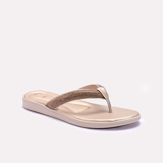 Womens Gold Comfy Casual Flip Flop Slippers 0411578