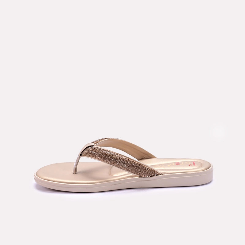 Womens Gold Comfy Casual Flip Flop Slippers 0411578
