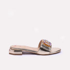 Womens Gold Fancy Flat Slippers 0413190