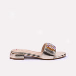 Womens Gold Fancy Flat Slippers 0413190