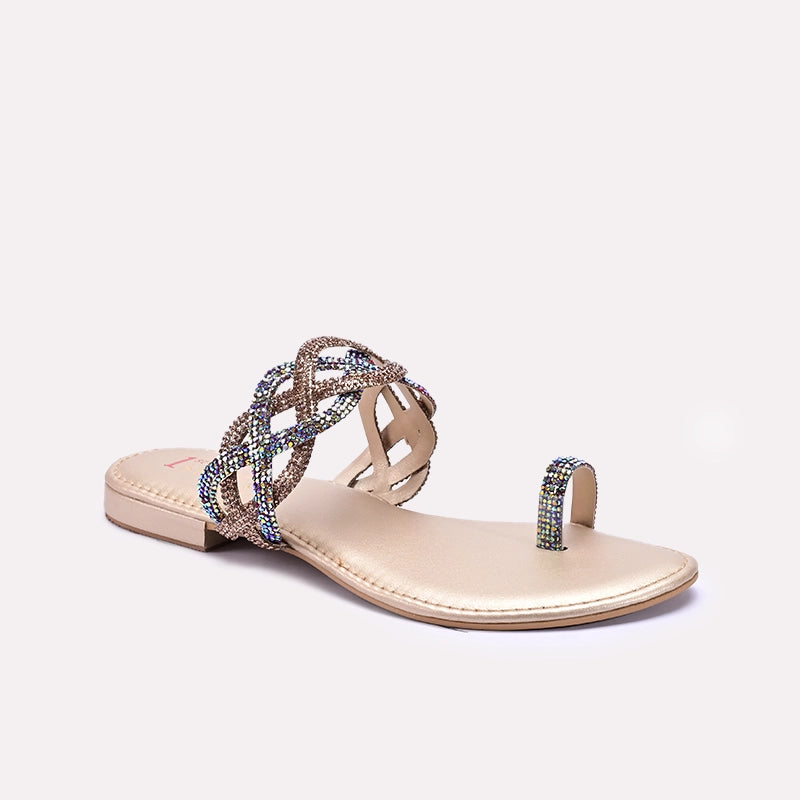 Womens Gold Fancy Slippers 0412871