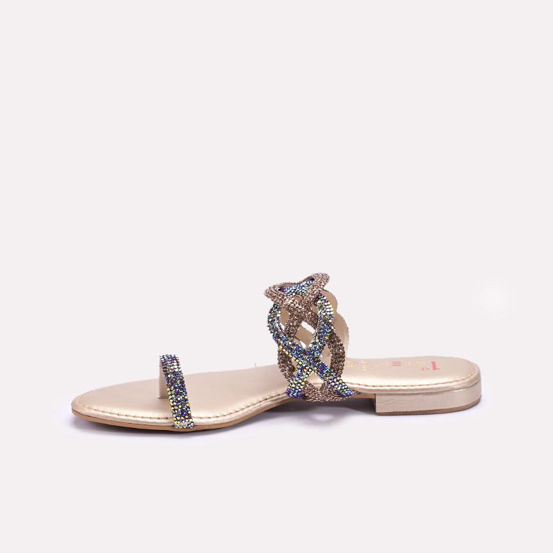 Womens Gold Fancy Slippers 0412871