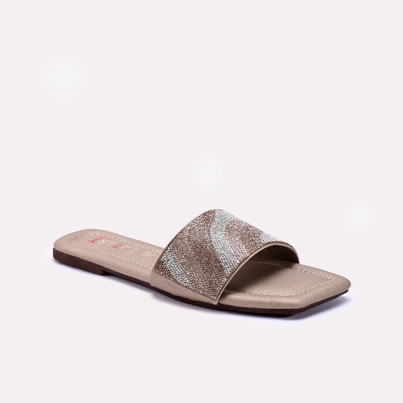 Womens Gold Flat Fancy Slippers 0412769