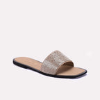 Womens Gold Flat Fancy Slippers 0412862