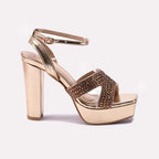 Womens Gold High Heel Sandals