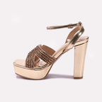 Gold High Heel Sandals for Women