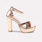 Womens Gold High Heel Sandals