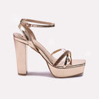 Womens Gold High Heel Sandals