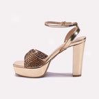Gold High Heel Sandals for Women