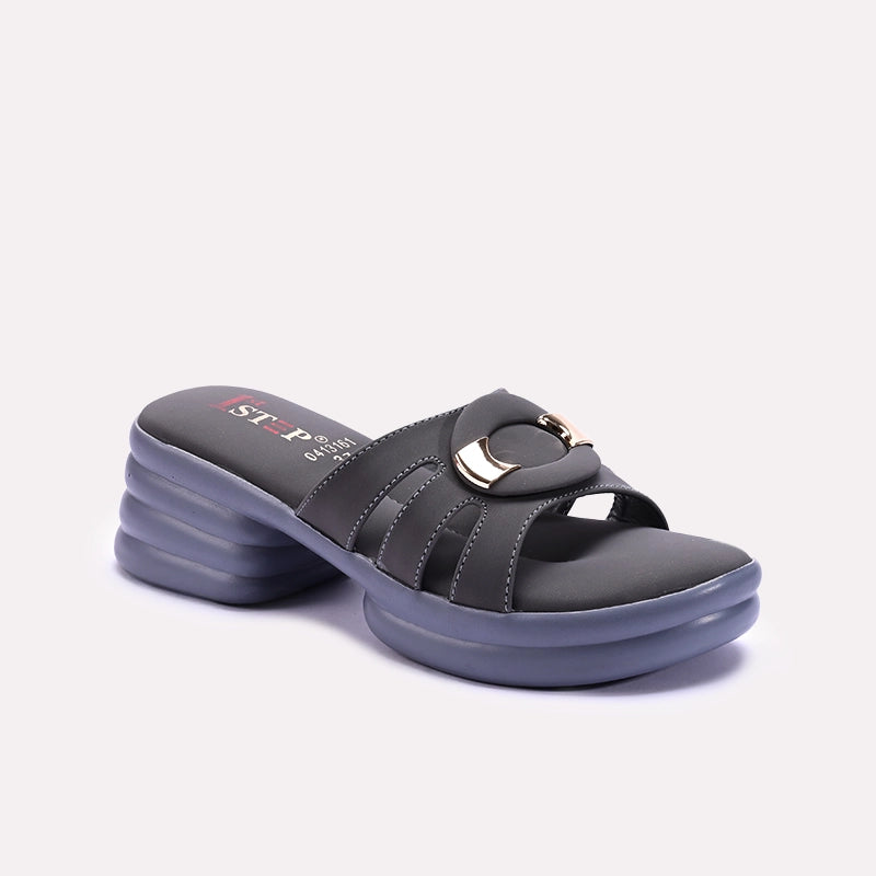 Womens Gray Chunky Casual Slippers 0413161