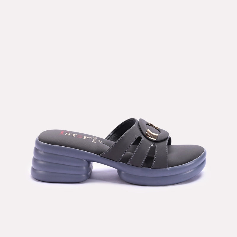 Womens Gray Chunky Casual Slippers 0413161