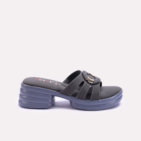 Womens Gray Chunky Casual Slippers 0413161