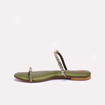 Womens Green Fancy Flat Slippers 0412774