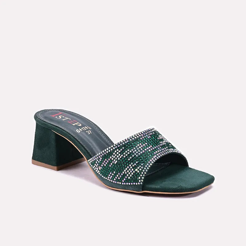 Womens Green Fancy Slippers 0412956