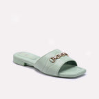 Womens Green Flat Casual Slippers 0413188