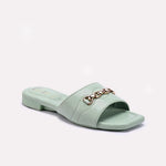 Womens Green Flat Casual Slippers 0413188