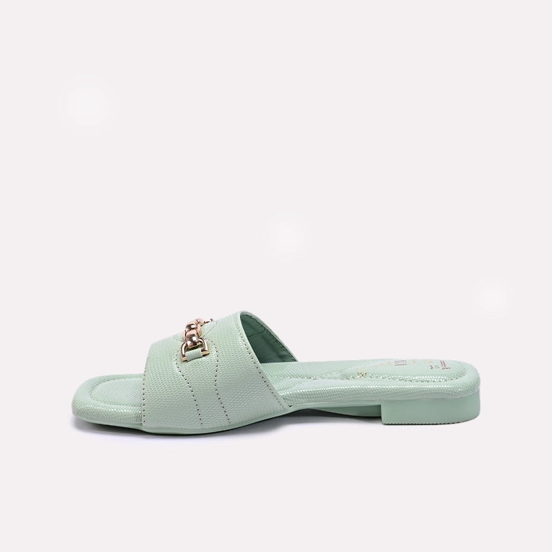 Womens Green Flat Casual Slippers 0413188