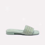 Womens Green Flat Fancy Slippers 0413186