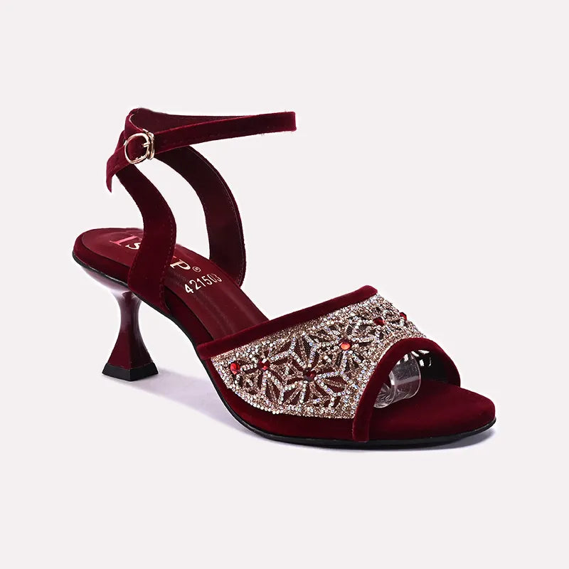 Womens Maroon Bridal Sandals 0421503