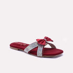 Womens Maroon Fancy Criss Cross Slippers 0412723