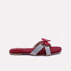 Womens Maroon Fancy Criss Cross Slippers 0412723