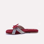 Womens Maroon Fancy Criss Cross Slippers 0412723