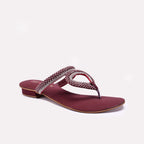 Womens Maroon Fancy Flat Slippers 0412466