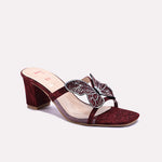 Womens Maroon Fancy Heel Slippers 0413154