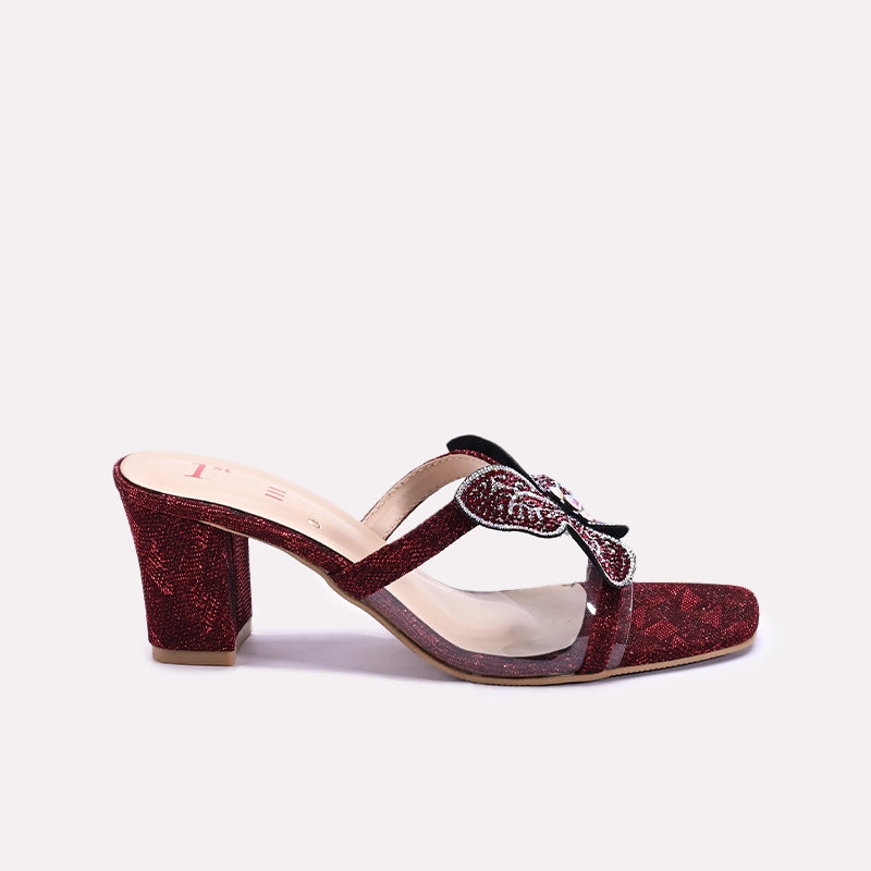 Womens Maroon Fancy Heel Slippers 0413154