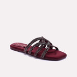 Womens Maroon Fancy Slippers 0412968