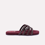 Womens Maroon Fancy Slippers 0412968
