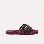 Womens Maroon Fancy Slippers 0412968