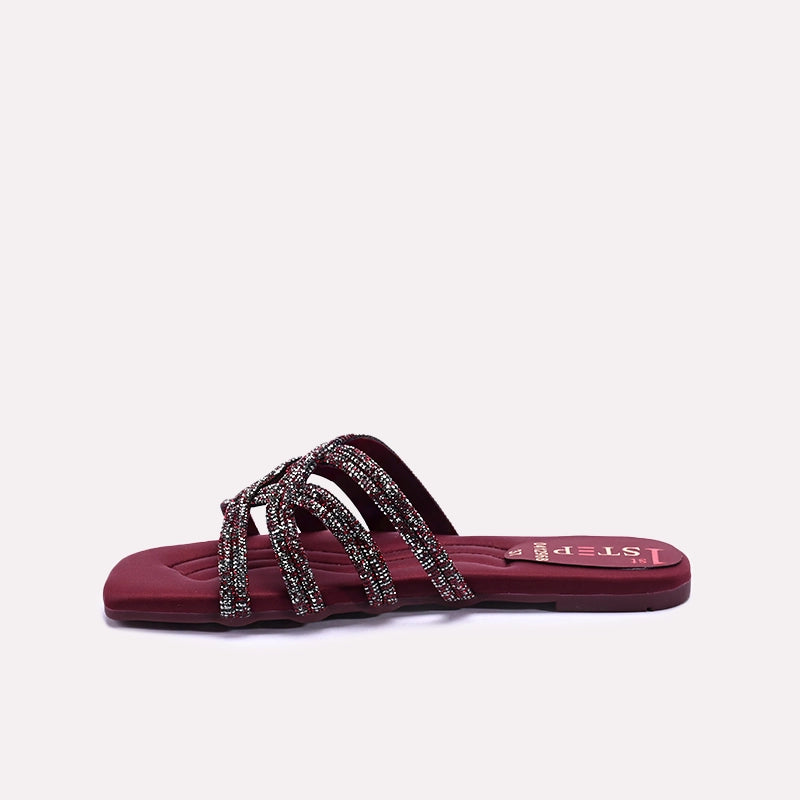 Womens Maroon Fancy Slippers 0412968