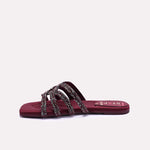 Womens Maroon Fancy Slippers 0412968