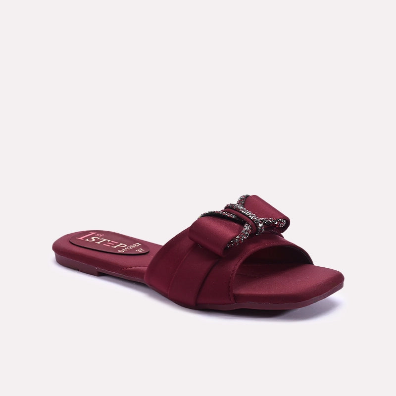 Womens Maroon Fancy Slippers 0412987