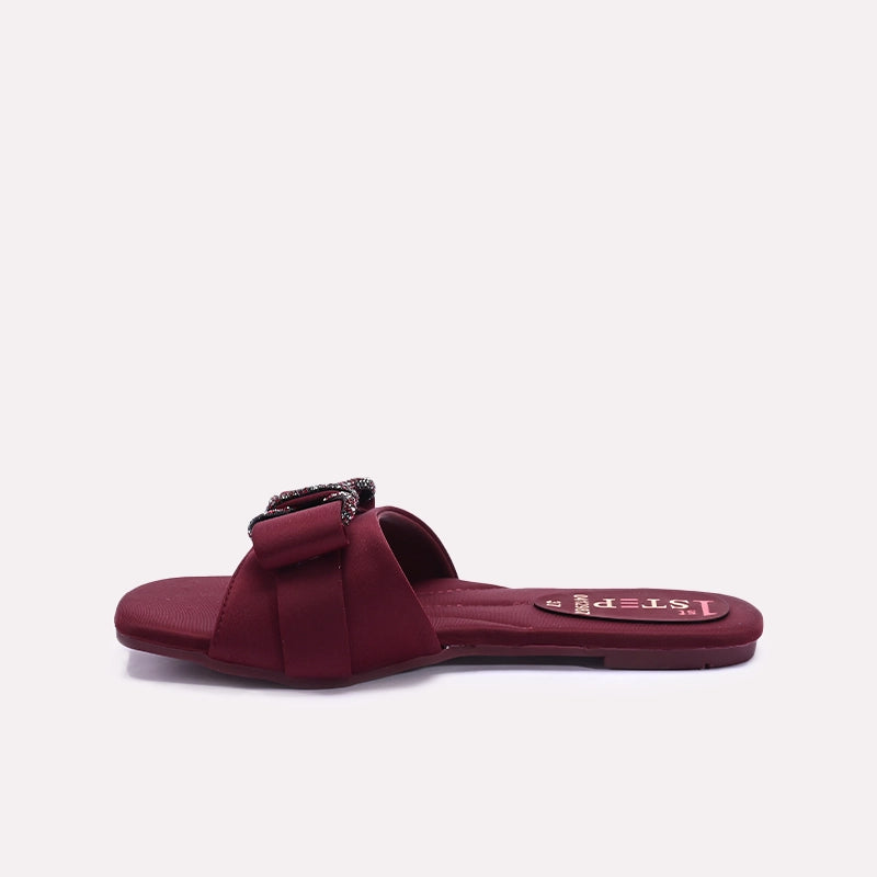 Womens Maroon Fancy Slippers 0412987