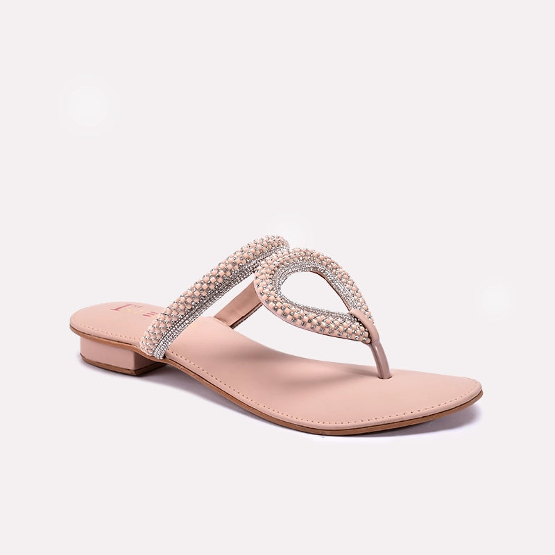 Womens Peach Fancy Flat Slippers 0412466