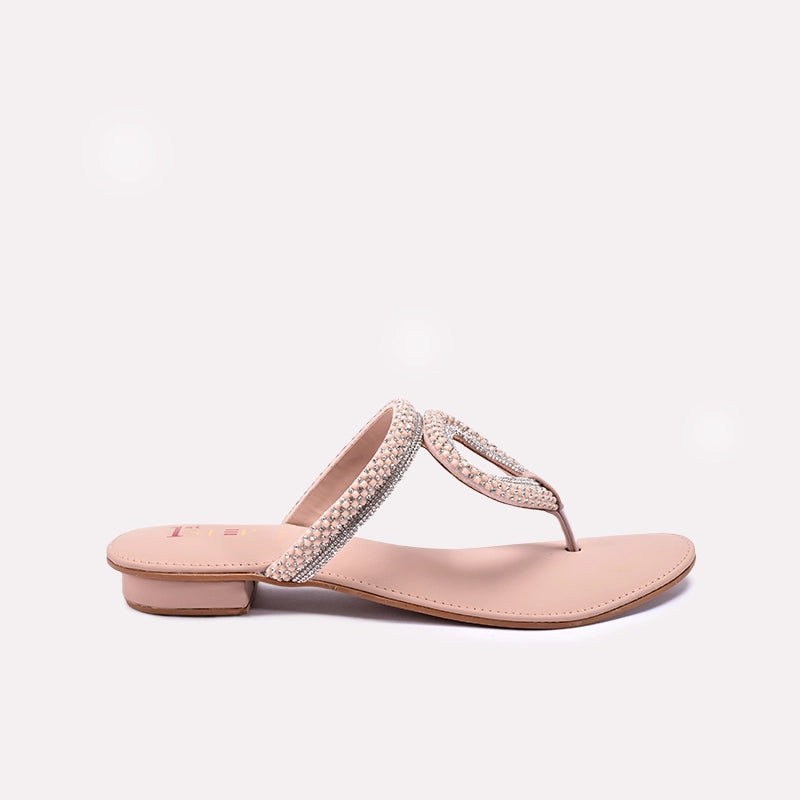 Womens Peach Fancy Flat Slippers 0412466