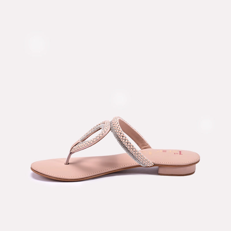 Womens Peach Fancy Flat Slippers 0412466