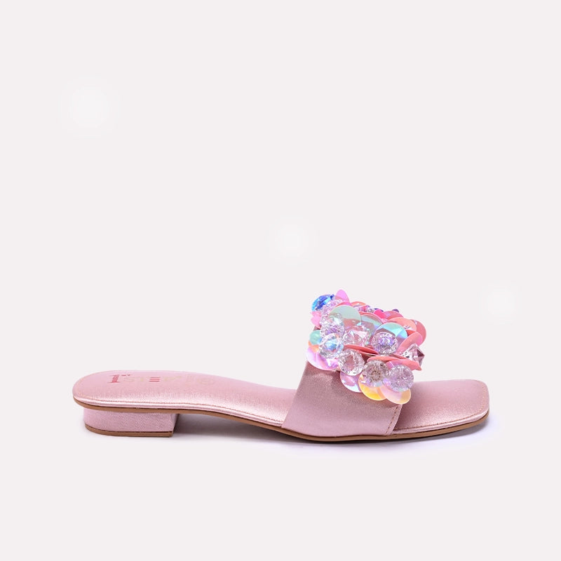 Womens Peach Flat Fancy Slippers 0412757