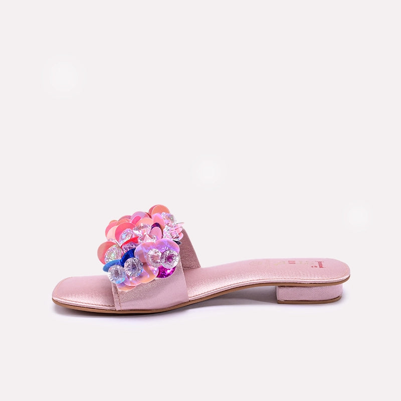 Womens Peach Flat Fancy Slippers 0412757